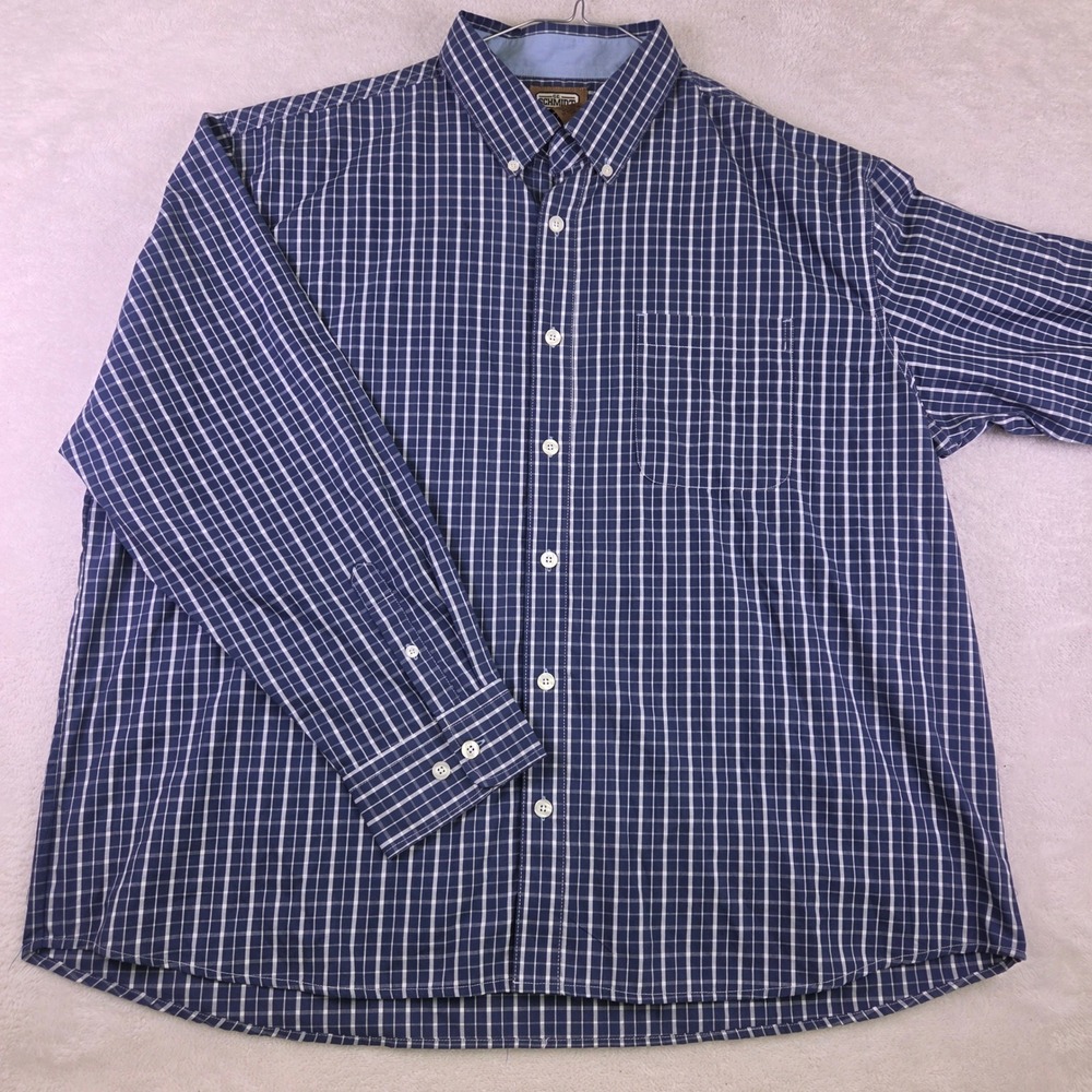 C.E. Schmidt Workwear Mens XXXL Blue White Grid Check Button Down Shirt 4008